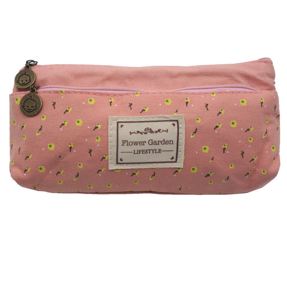Artone Elegante Pastorable Flor Floral Lona Lápiz Caja De La Pluma Papelería