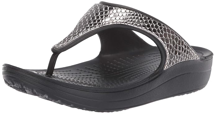 crocs Damen Sloane Metaltxt Flip W Dusch- & Badeschuhe Schwarz