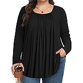 MUSE SHOW Plus Size Tops for Women Fall Long Sleeve Shirts Blouses Flowy Loose Fit 1X-5X