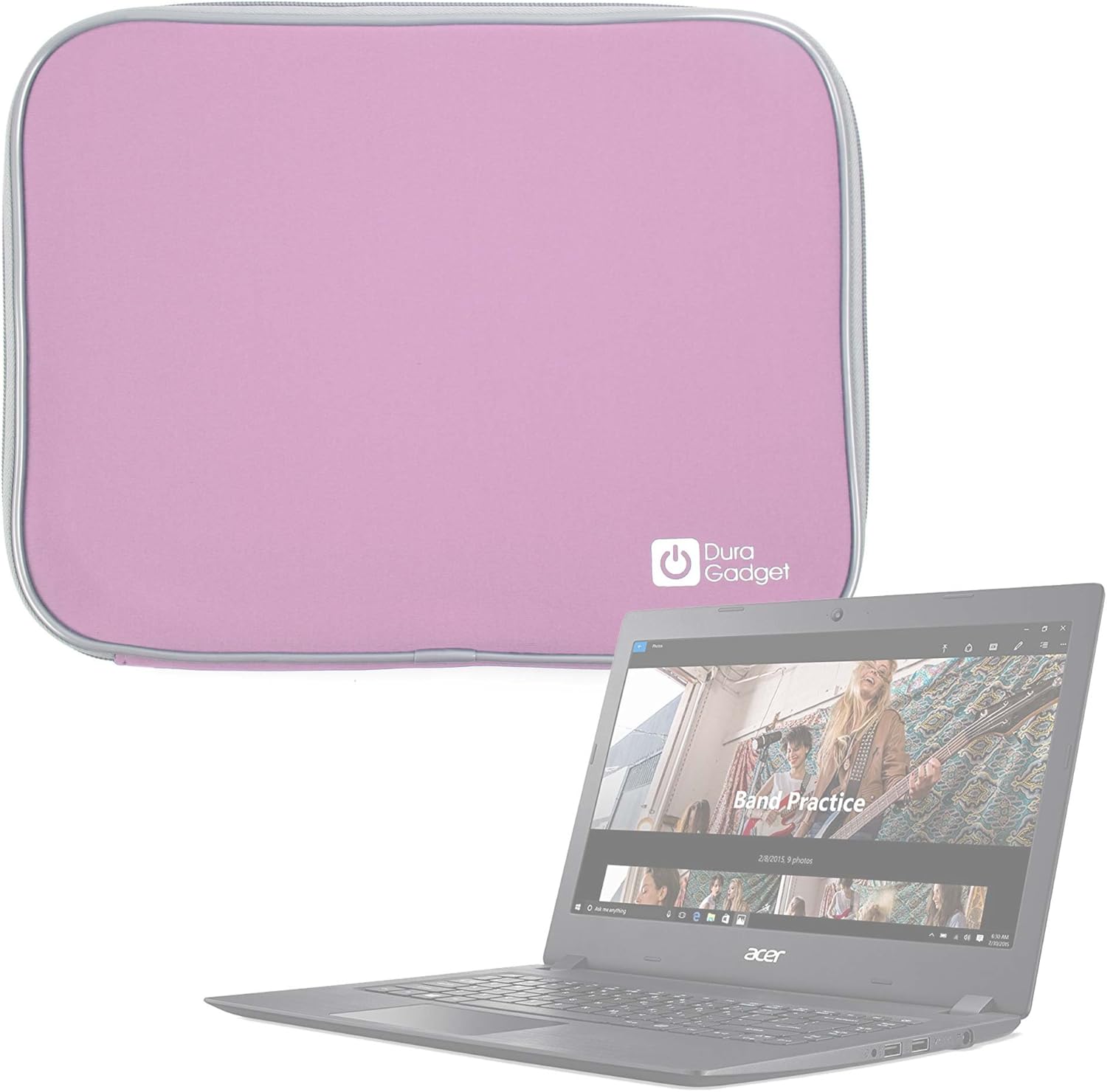 DURAGADGET Pink 15" Water Resistant & Shock Absorbent Neoprene Sleeve with Dual Zips for The Acer Aspire 1 A114-31-C4HH