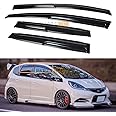 Fits for 2009-2014 Honda Fit GE8 Hatchback 3D Wavy JDM Mugen Style Window Visors Rain Guards Deflectors