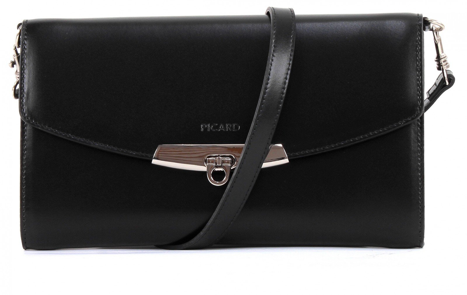 Picard Dolce Vita Women's Evening Bag Made of Cowhide Leather Small with Folding Lock Evening Bag Everyday Evening Going Out, Black (Black), 23x12x3 cm (B x H x T)