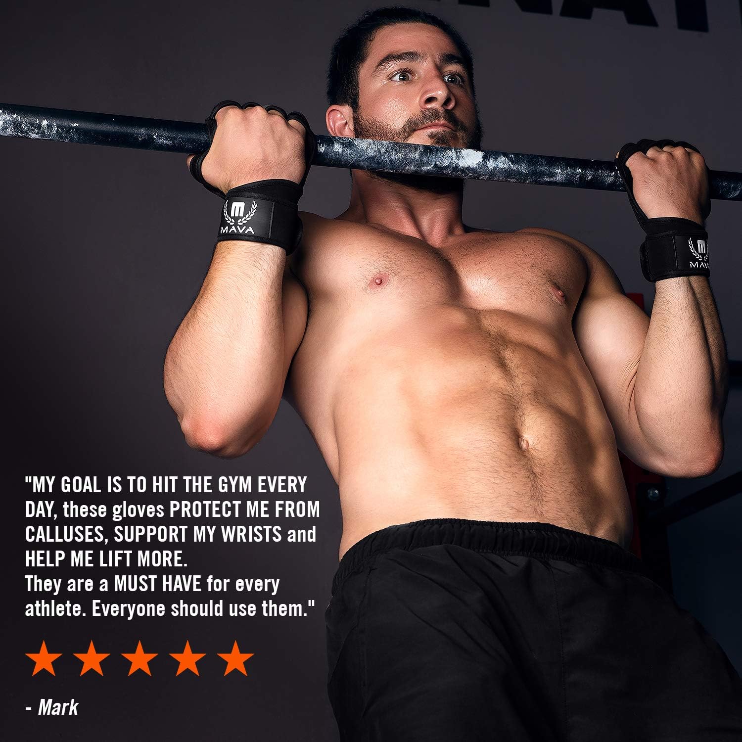 Mava Sports Ventilated Workout Gloves with Integrated Wrist Wraps and Full Palm Silicone Padding Extra Grip & No Calluses. Perfect for Weight Lifting, Powerlifting, Pull Ups, Cross Training, WODs : Sports & Outdoors