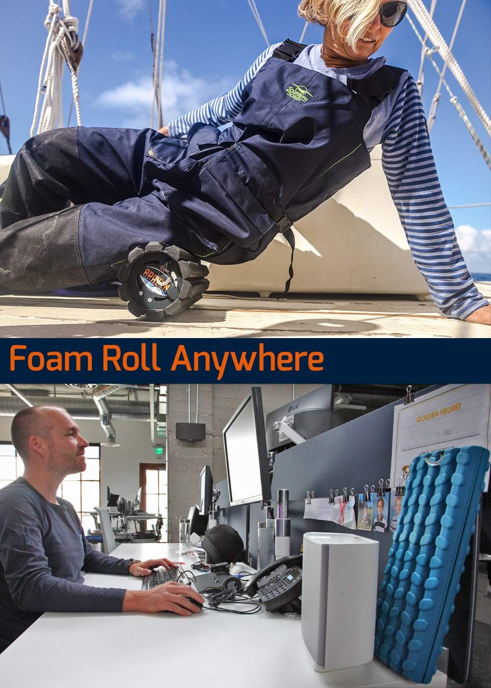 Brazyn Morph Bravo Foam Roller - for Home, Gym, Office, Travel, Athletes - Collapsible & Lightweight Roller for Trigger Point Massage, Myofascial Release & Back Pain Relief (Midnight Blue): Health & Personal Care
