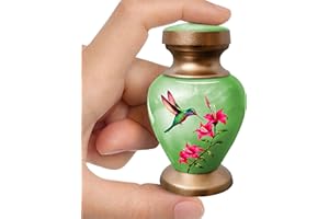 EVERLIGHT MEMORIALS Green Hummingbird Urn for Ashes Adult Male & Female – Small Keepsake Urns for Human Ashes – Memorial Funeral Urn for Men & Women, Home Display, or Burial
