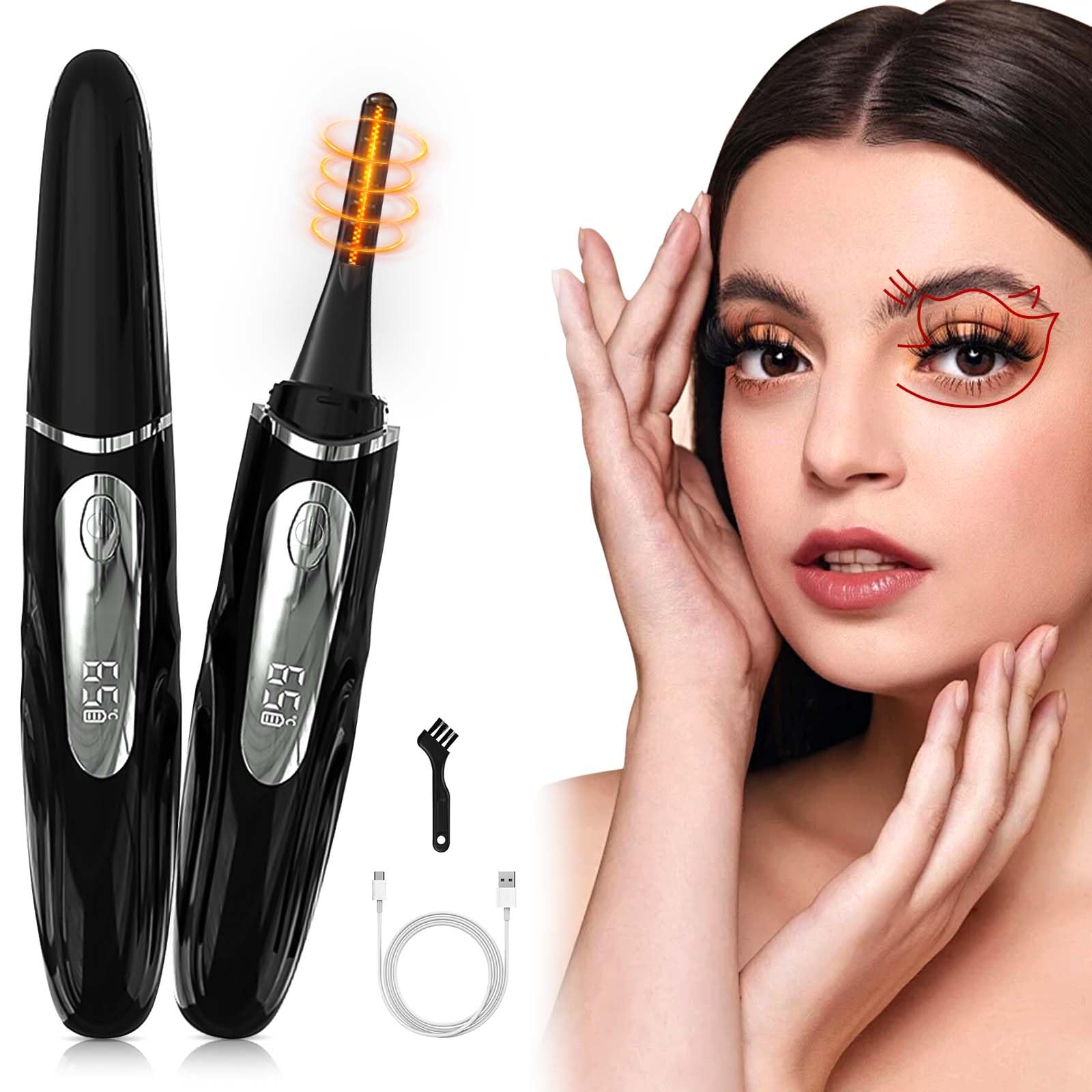 Heated Eyelash Curlers for Women, Intelligent Heated Lash Curler with 8s Fast Heating & Professional Long-Lasting Curls, Electric Eyelash Curler with 4 Temperature Control - Perfect Harmless Curls