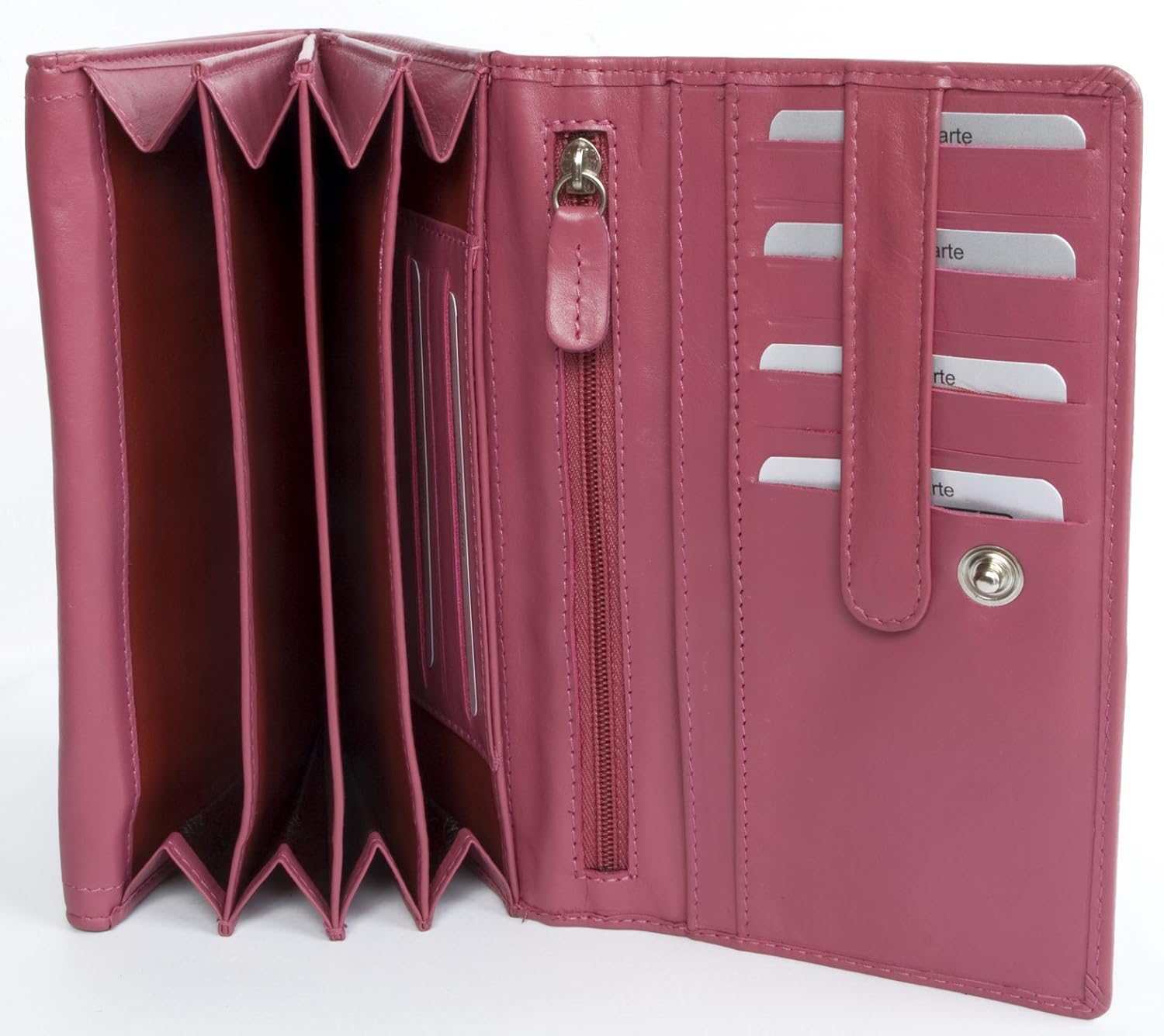 Women's pink soft genuine leather wallet HMT - Image 5