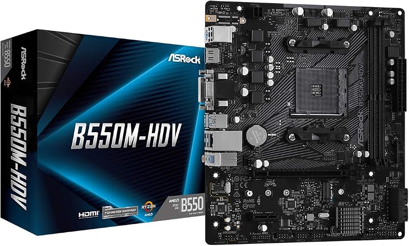 ASRock B550M-HDV Motherboard AMD AM4 Ryzen 3rd Gen DDR4 PCIe 4.0 M.2