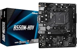 ASRock B550M-HDV Socket AM4 Micro-ATX Motherboard, Supports AMD Ryzen 5000/4000/3000 Series Processors, DDR4 4733+(OC), PCIe 