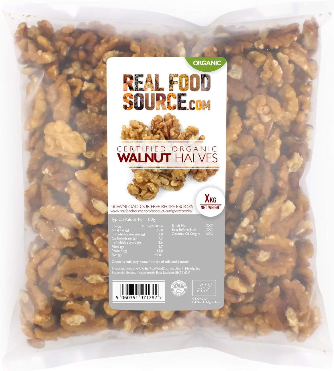RealFoodSource Certified Organic Walnuts (4kg)