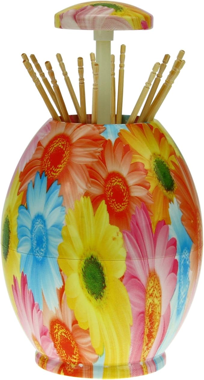 BAO CORE Floral Butterfly Plastic Automatic Popup Toothpick Holder