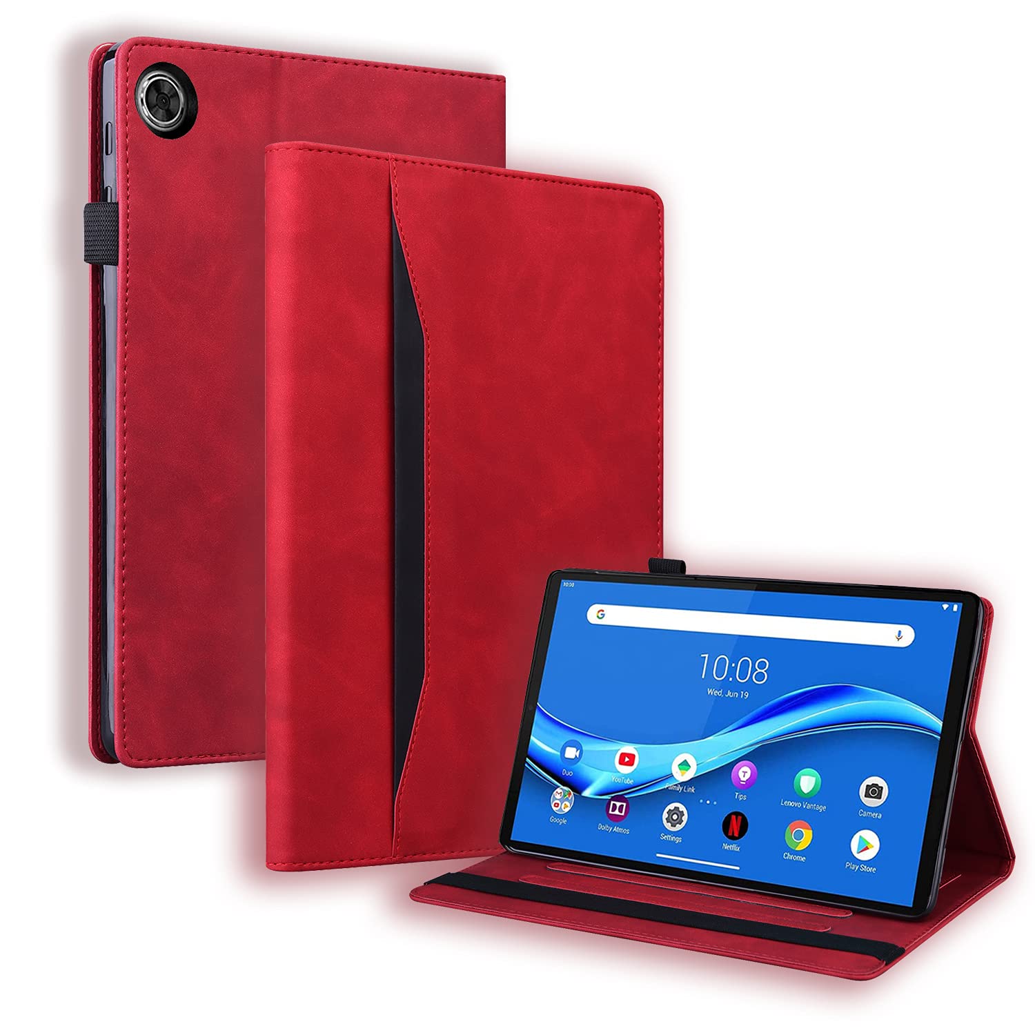 Auslbin Case for Lenovo Tab M10 FHD Plus 10.3 Inch TB-X606X/X606F Tablet,[Premium PU Leather][Auto Wake/Sleep][Pen Holder][Multi Angle Kickstand][with Card Slots] - Red