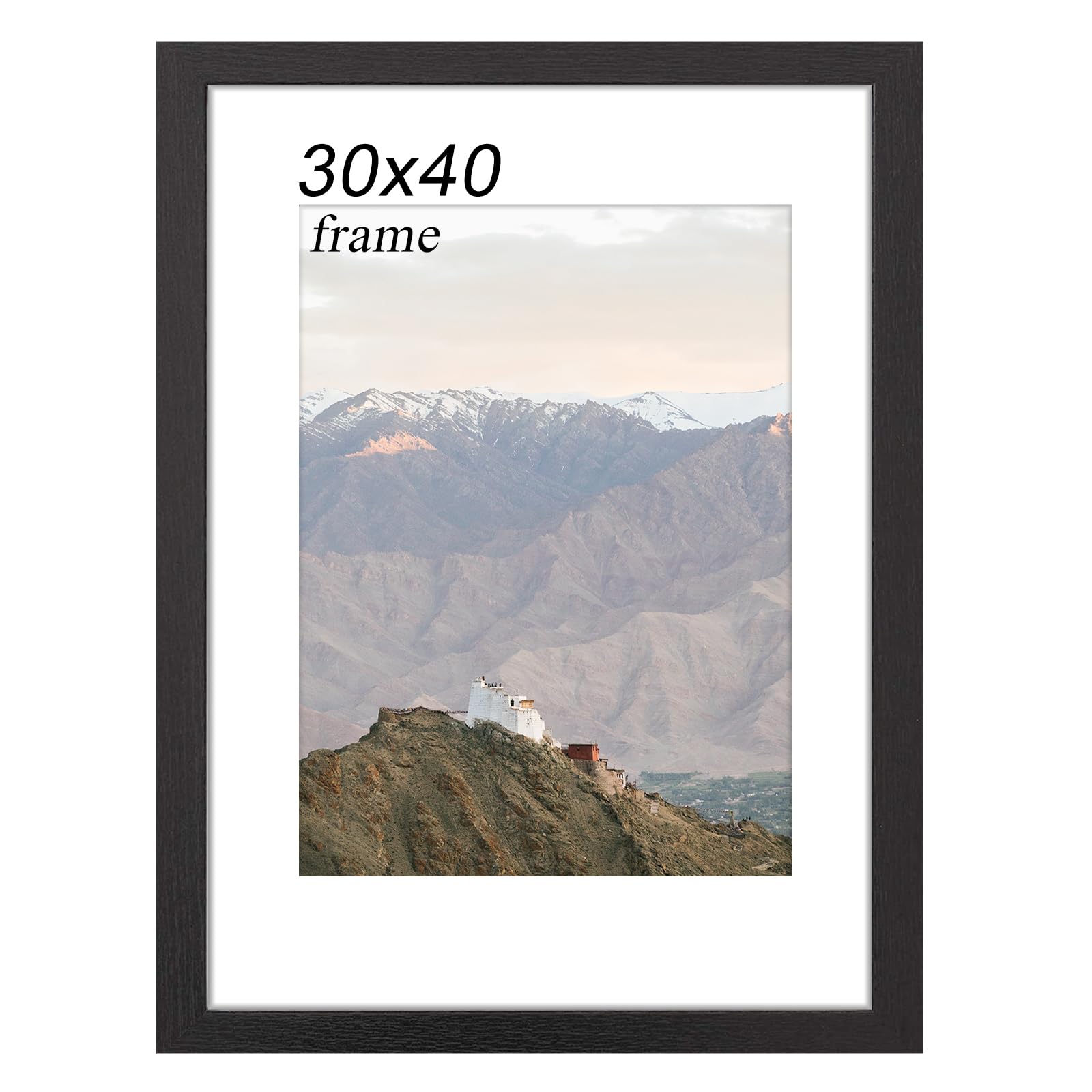 RUN HELIX Wooden 30x40 Picture Frame, ​​30 x 40cm Picture Frame​​ with Scratch Resistant​​ for Wall Display, ​​Picture Frames 30cm x 40cm with Mat and Plexiglass for Photos, Art, Certificates, Black — image 1