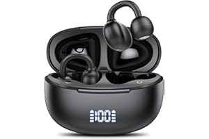 Achifine Clip on Earbuds Open Ear Wireless Bluetooth 5.4 Headphones with Noise Cancelling Mic, 48H Playtime Ear Buds,IP68 Waterproof, Comfortable for Small Ears (Black)