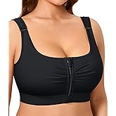 BRABIC Wireless Zip Front Closure Bras for Women No Underwire Full Coverage Comfort Everyday Post Surgery Compression Bra