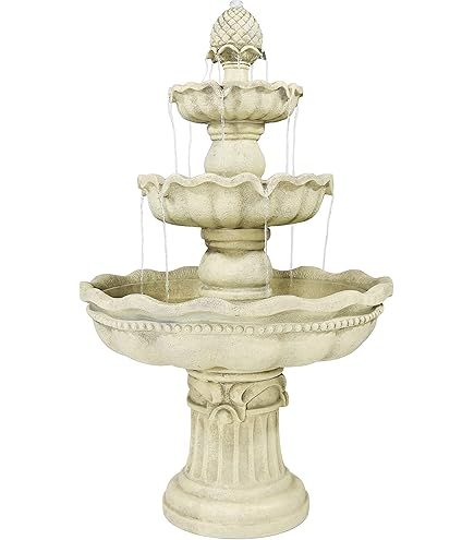 Sunnydaze Tropical 40-Inch 3-Tier Outdoor Garden Water