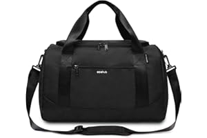 ECOHUB 16'' Personal Item Bag Small Duffel Bag With Shoulder Strap Foldable Travel Bag Travel Essentials Weekender Bag Overnight Bags Gym Bag Hospital Bags for Women and Men (Black)