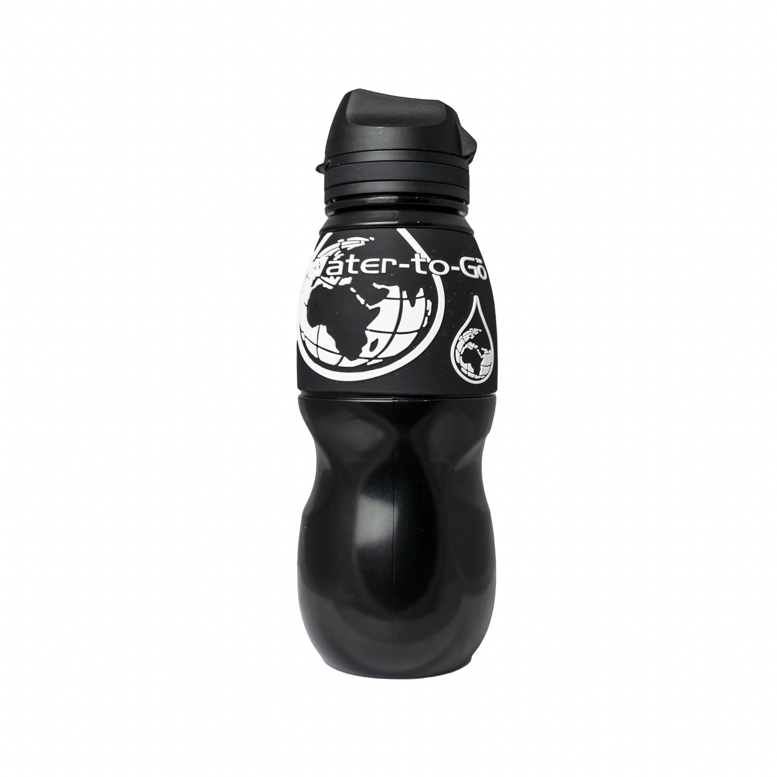WATER TO GO Classic 75 cls water purifier bottle; Filters viruses, bacteria, protozoa, cysts, chemicals & microplastics; Guaranteed Leakproof - Travel, Outdoors, Fitness & Survival; (Black-mono)