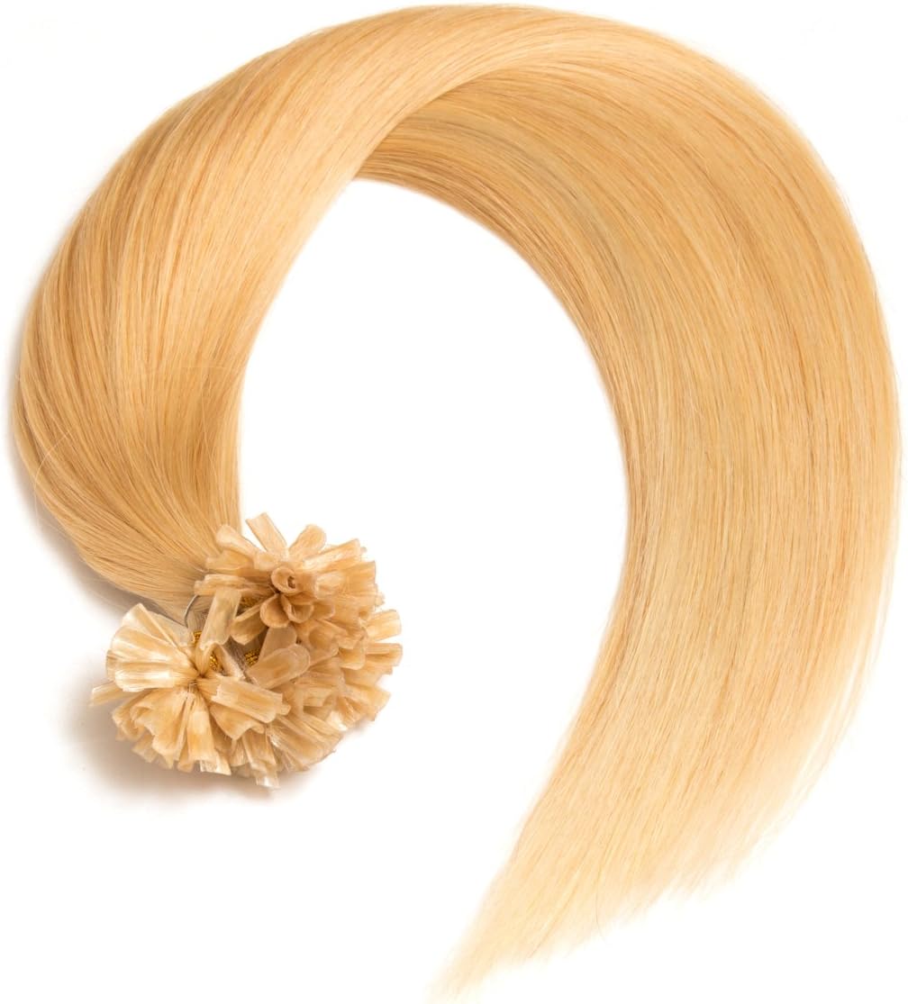 Keratin Bonding Hair Extensions 100% Remy Human Hair Extensions # 22 Light Blonde, 1 g Strands – 50 cm) u-tip Extension Remy Quality by Accessories G