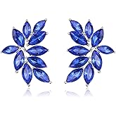 EVER FAITH Marquise Bridal Wedding Earrings for Brides Bridesmaids, Rhinestone Crystal Cluster Stud Earring for Women Prom Formal Party Jewelry Accessory