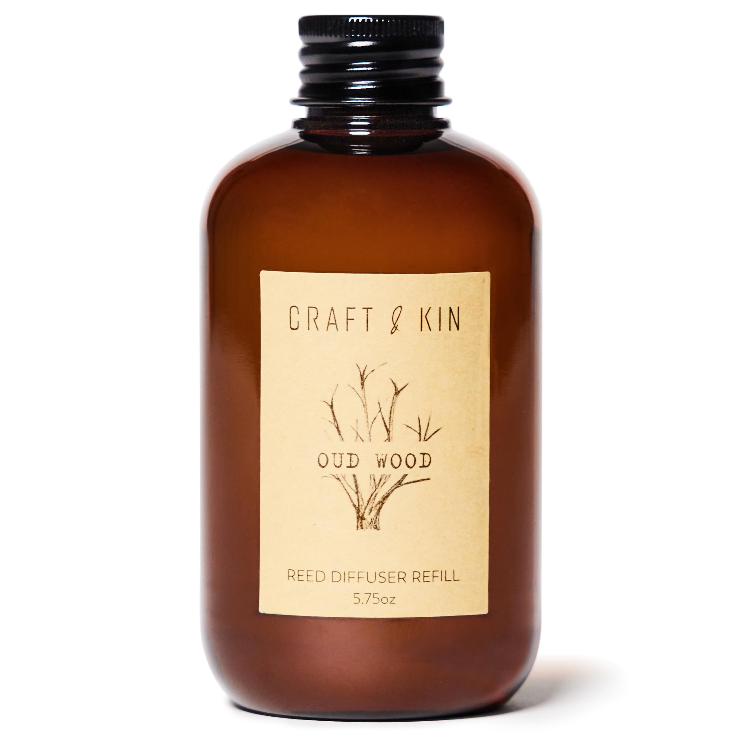 Oud Wood Reed Diffuser Oil Refill | Reed Diffuser Refill for Craft & Kin Diffusers | Long Lasting Home Fragrance - 5.75 oz