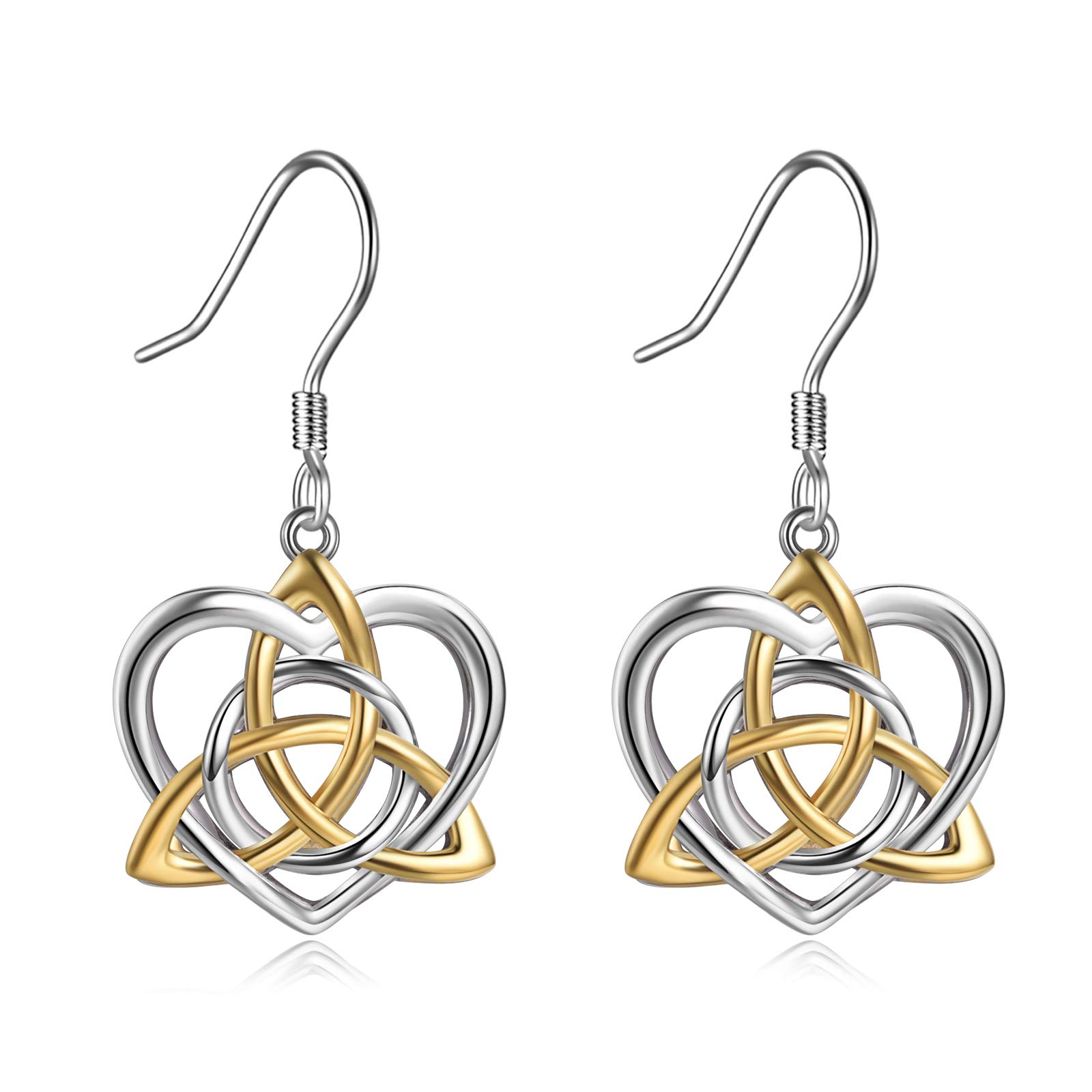 Celtics Earrings for women 925 Sterling Silver Celtic Knot Heart Dangle Earrings Love Heart Drop Earrings Jewellery Gifts for Women Girls Mother Daughter