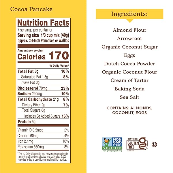 SIMPLE MILLS COCOA PANCAKE AND WAFFLE MIX, JUST ADD WATER, GLUTEN FREE, PALEO FRIENDLY, BREAKFAST, 10 OZ (1 PACK)