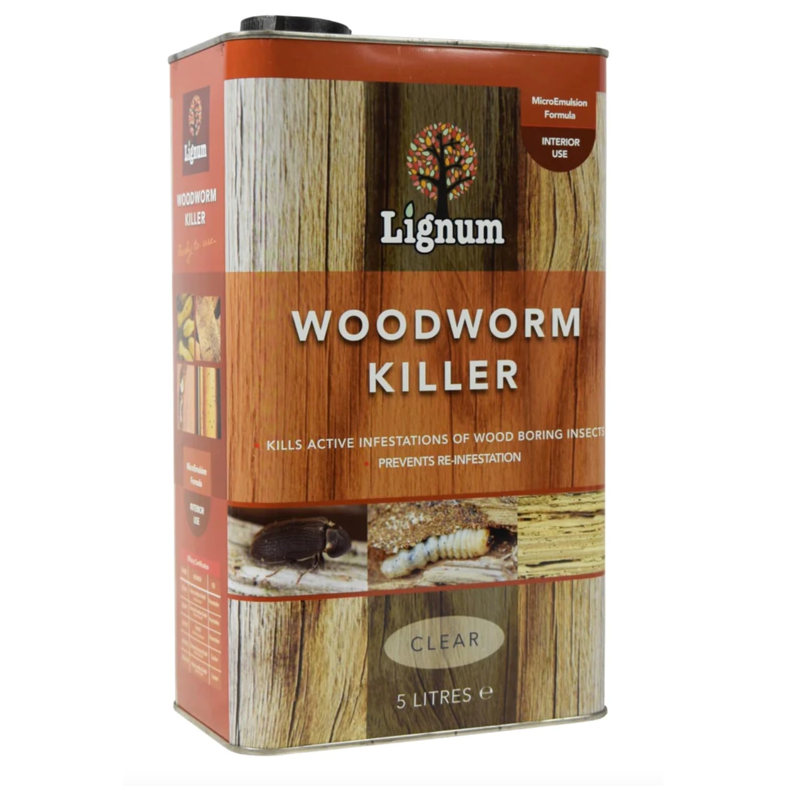 Lignum Woodworm Killer, 5 Liters, Clear, 18x11x30 cm