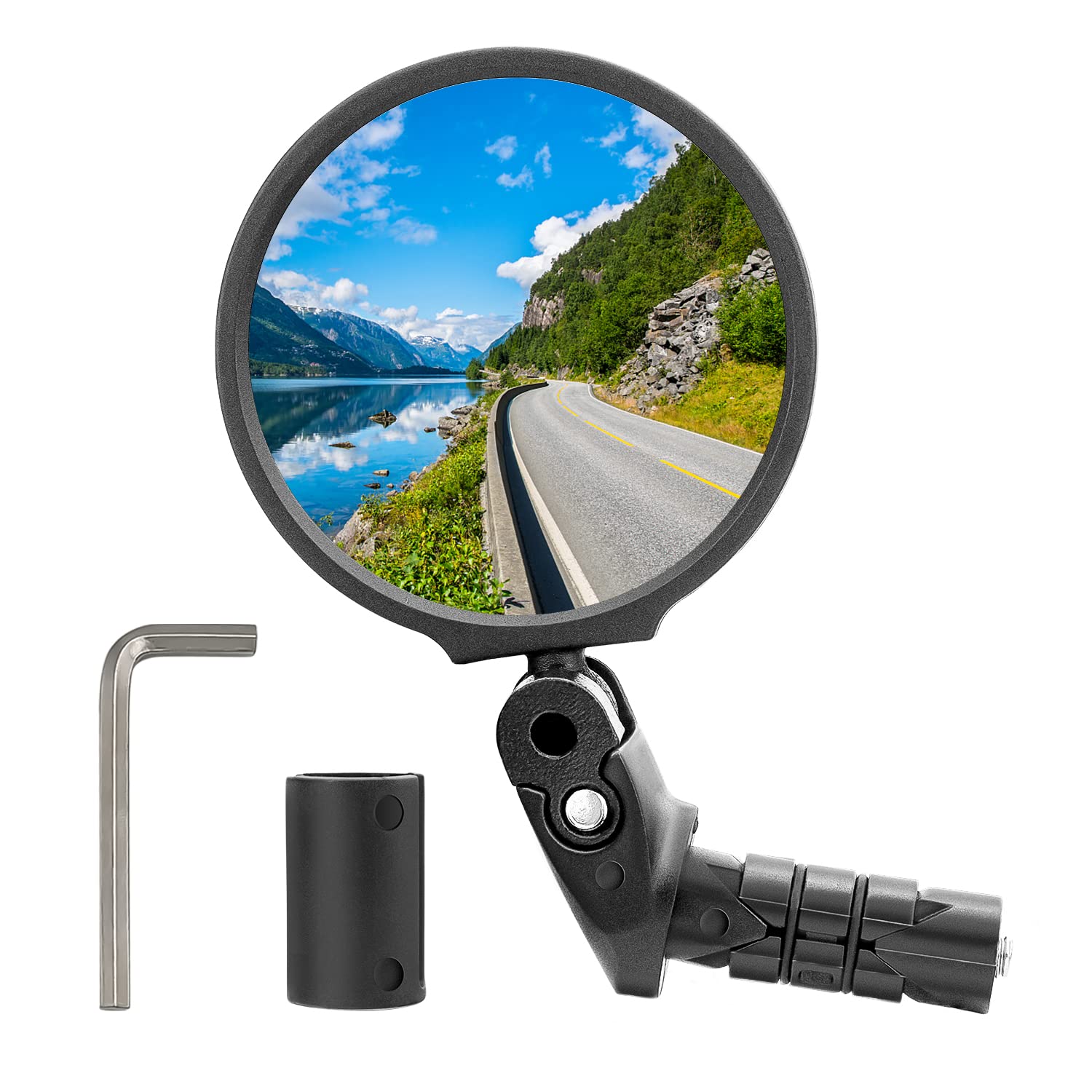 Arkham Bike Mirrors for Handlebars, HD 360° Rotating Bar End Bicycle Mirror, Bicycle Rear View Mirrors, Handlebars Mirror For Electric Bikes, Mountain Road Bike Cycling (1 Piece)