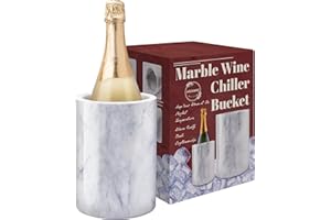 USEAMIE Marble Wine Bottle Chiller, Outdoor Wine Cooler Bucket, Marble Wine and Champagne Chiller for Any 750ml Bottle, Keeps Wine and Drinks Cold, Ideal Gift for Wine Lovers