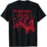 Ed Sheeran Red Wild Hearts and Butterflies T-Shirt