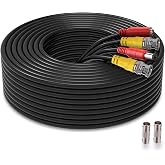WILDHD 200ft Bnc Cable All-in-One Siamese Video and Power Security Camera Cable, Extension Wire Cord with 2 Female Connectors for All Max 5MP HD CCTV DVR Surveillance System (200ft Cable, Black)