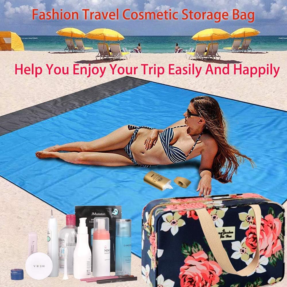 Toiletry Bag for Women Portable Cosmetic Bag Large toiletries Organizer Storage Navy Rose Toiletry Kit Leakproof Travel Make Up for Girls Floral Cosmetic Case (Navy Rose) - Image 4