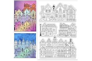 CHGCRAFT City Street Landscape Clear Stamps House Transparent Stamps Building Pattern Silicone Clear Stamp Seals for DIY Scrapbooking Photo Album Decoration, 4.3x6.3inch