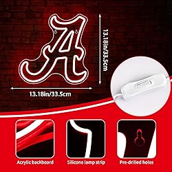 Alabama Neon Sign for Wall Decor,Red A Neon Led