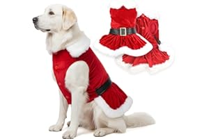 Parisian Pet Dog Christmas Dress – Pet Xmas Dog Dress – Mrs. Santa Claus Doggy Costume – Red Velvet Skirt Small Puppy Dresses – Winter Fall Pet Clothes - Christmas Outfit for Large Dogs Girl - 2XL