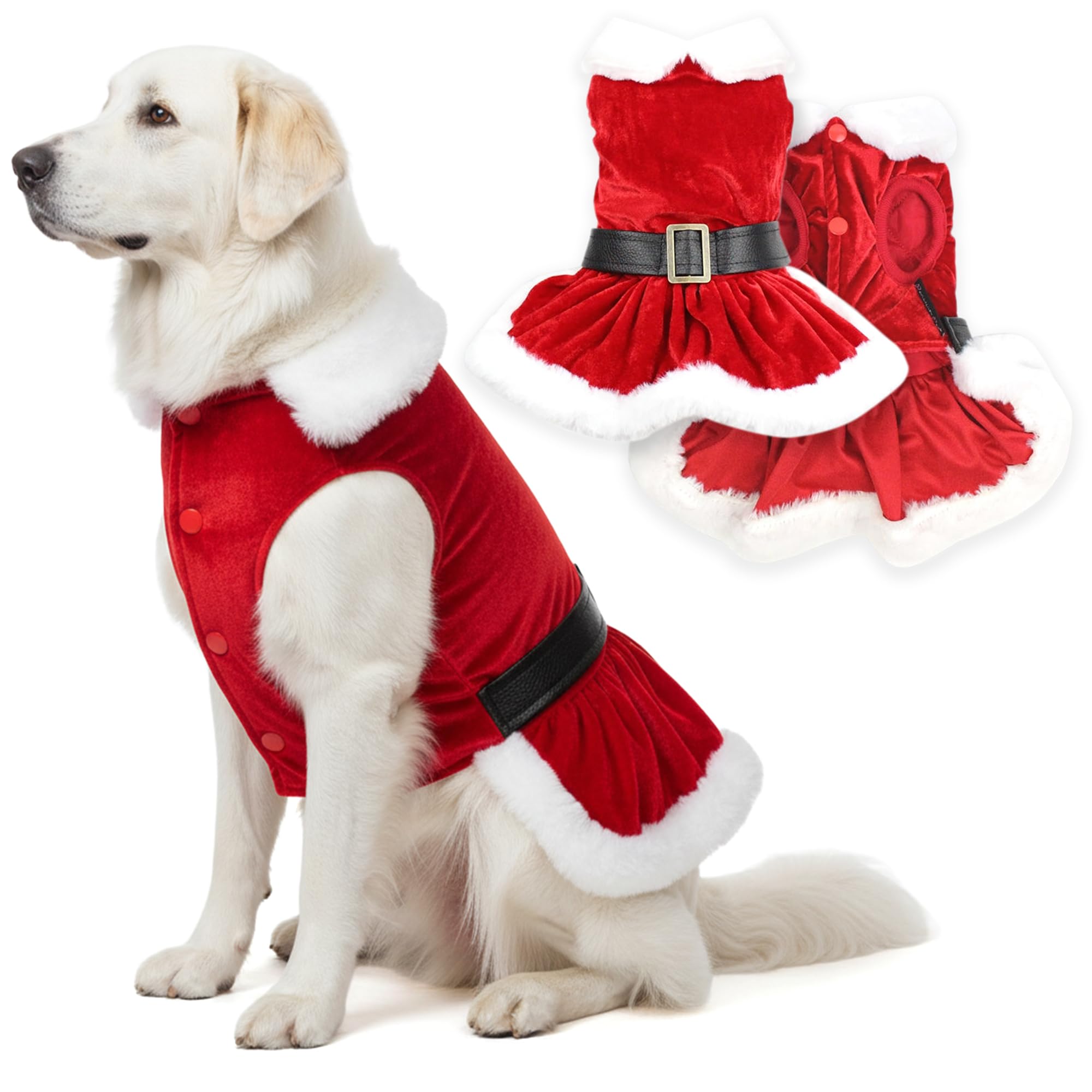 Parisian Pet Dog Cat Pet Xmas Holiday Christmas Mrs Claus Winter Dress, 2XL