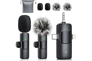MENERESAS 3-in-1 Mini Microphone for iPhone: Wireless Lavalier Microphones for iOS/Android/Camera - Noise Reduction Lapel Mic for​​Live Stream - HiDefSound for Video Mavericks，Clips