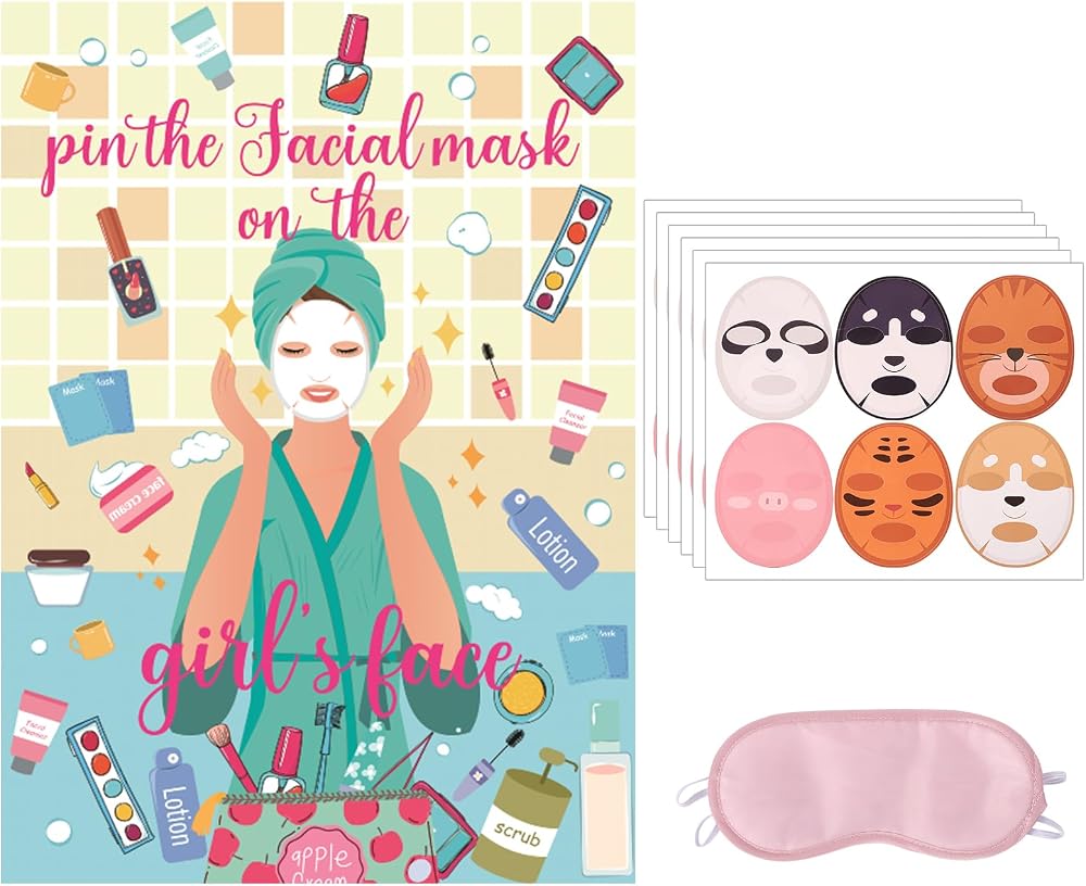 TOYMIS 38pcs Spa Party Games Pin Face Mask Sticker Set Kids Birthday Makeup