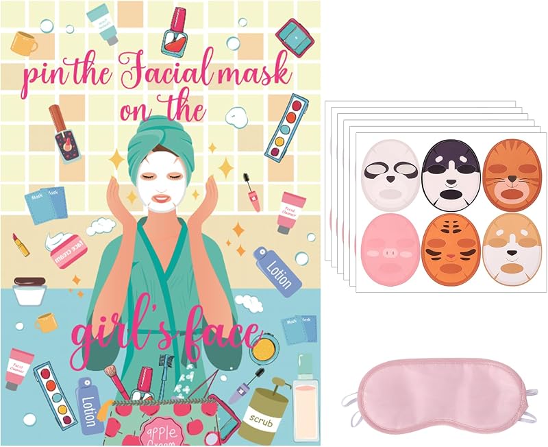 TOYMIS 38pcs Spa Party Games Pin Face Mask Sticker Set Kids Birthday Makeup
