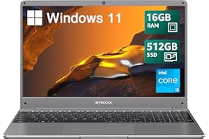 BiTECOOL 15.6" Windows 11 Laptop, Intel Core i3-5005U, 16GB RAM, 512GB SSD, FHD IPS Display, 2.4G/5G WiFi, BT5.0, RJ45, Type C, Webcam, Long Battery Life - for Work, Study, and Entertainment