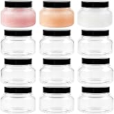TUZAZO 12 Pack 8 Oz Plastic Containers Jars Tuscany with Lids | Empty Sugar Scrub Container, BPA Free Cosmetic Containers For Body Scrubs, Body Butters, Mud Mask, Gels, Creams, Lotions