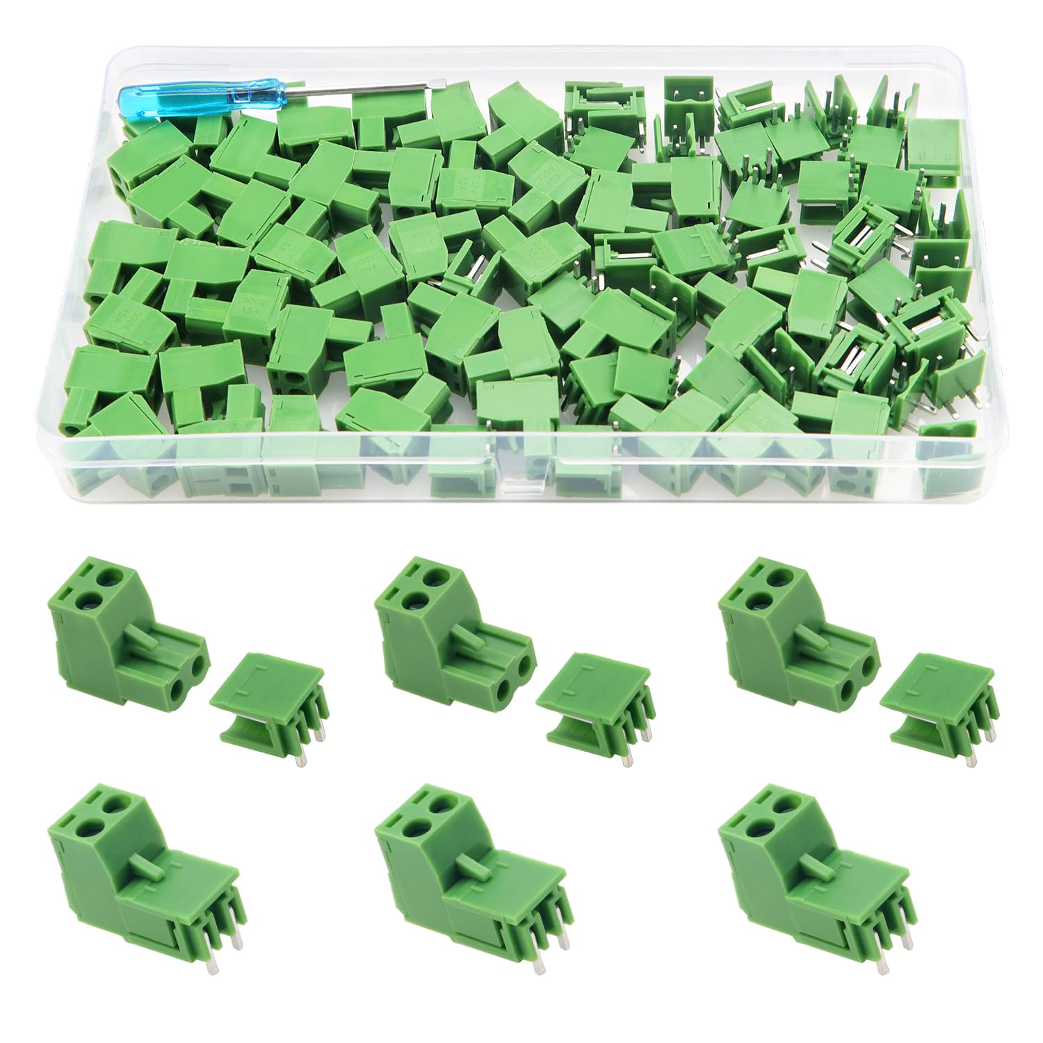 YIXISI 40 Set PCB Mount Screw Terminal Block Pluggable, 5.08mm Pitch 2 Pin Right Angle PCB Screw Terminal Block Connector, for PCB