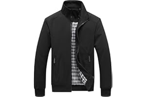 Mens Bomber Jackets Zipper Stand Collar Lightweight Casual Slim Spring Fall Long Sleeve Casual Windbreaker Coat Outwear