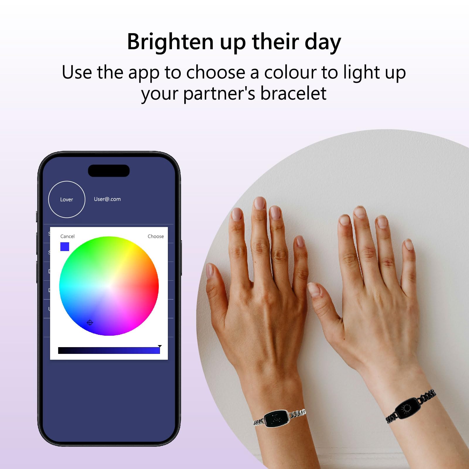 PNMNBW Long Distance Touch Bracelets for Couples, Vibration & Light up | Long Distance Couples Bracelets Relationship Gifts for Girlfriend Bluetooth Pairing Jewelry Xmas Gifts