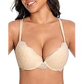 IHOIU Lace Push Up Bra Thick Padded Add Cup Demi Sexy Plunge Underwire Convertible Soft Lift Women Bras