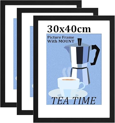 Bobeen 30x40 cm Picture Frames Pack of 3 Black 12x16 Inch Wall or Table Top