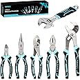 SHALL 6-Piece Pliers Set, Pliers Tool Set, 6" Diagonal Cutting, 8" Long Nose, 8" Linesman, 8" Slip-Joint & 10"Groove-Joint Pl