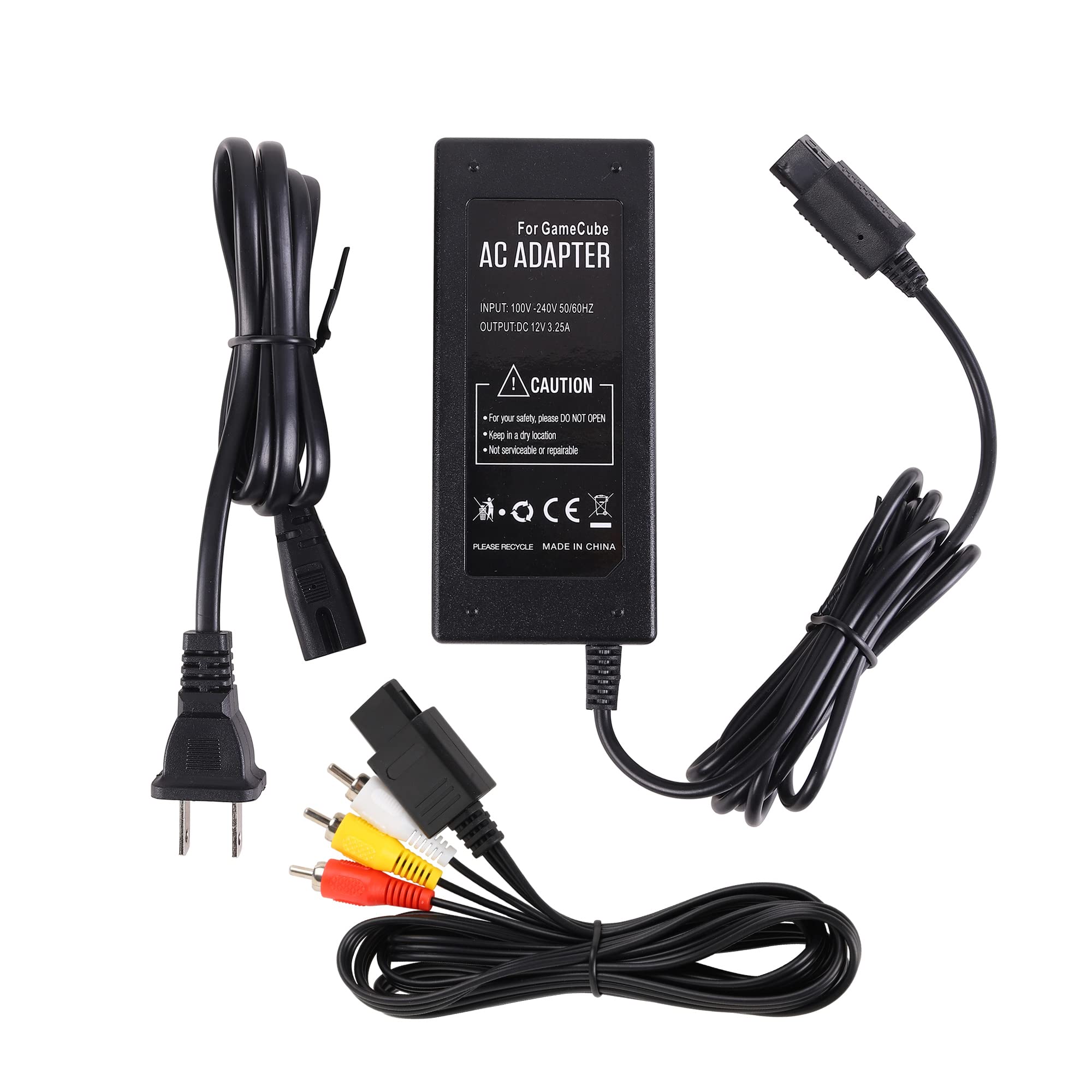 Power Supply and AV Cable for Gamecube, NGC AC Power Adapter AV Cable  Set, Power Cord and AV Cable Compatibl