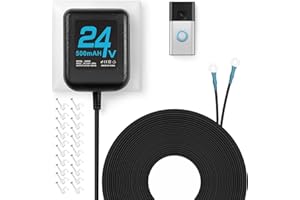 CWOWHIHUI 24V Doorbell Transformer, AC Adapter for All Ring Video Doorbell Versions, 16.4ft Doorbell Power Supply, Power Cable Compatible with Ring, Nest, Wyze, and Eufy Doorbells (Black)